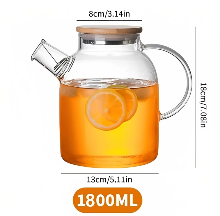 غلاية مياه زجاجية، 1.8 لتر - شفاف